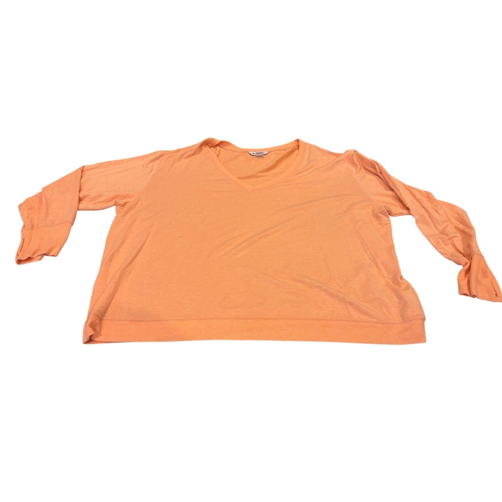 Athleta Orange V Neck Long Sleeve‎ Asymmetrical Hem Top Women's Size 3X